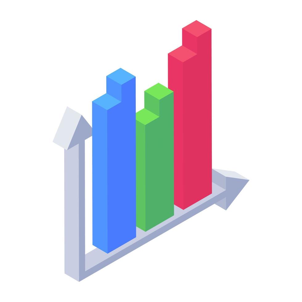 Trendy isometric icon of bar graph vector