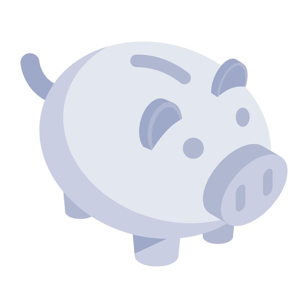 Piggy money box with coin, trendy isometric  icon of piggy bank vector