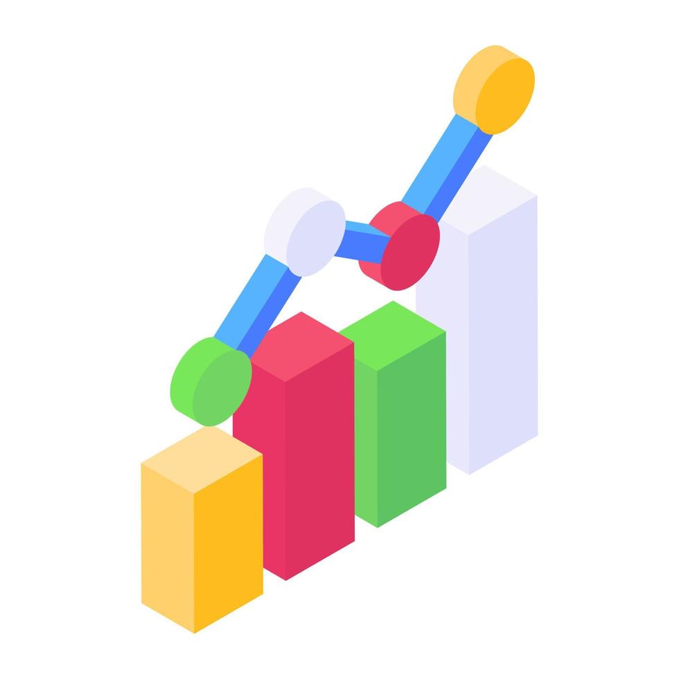 Trendy isometric icon of bar graph vector