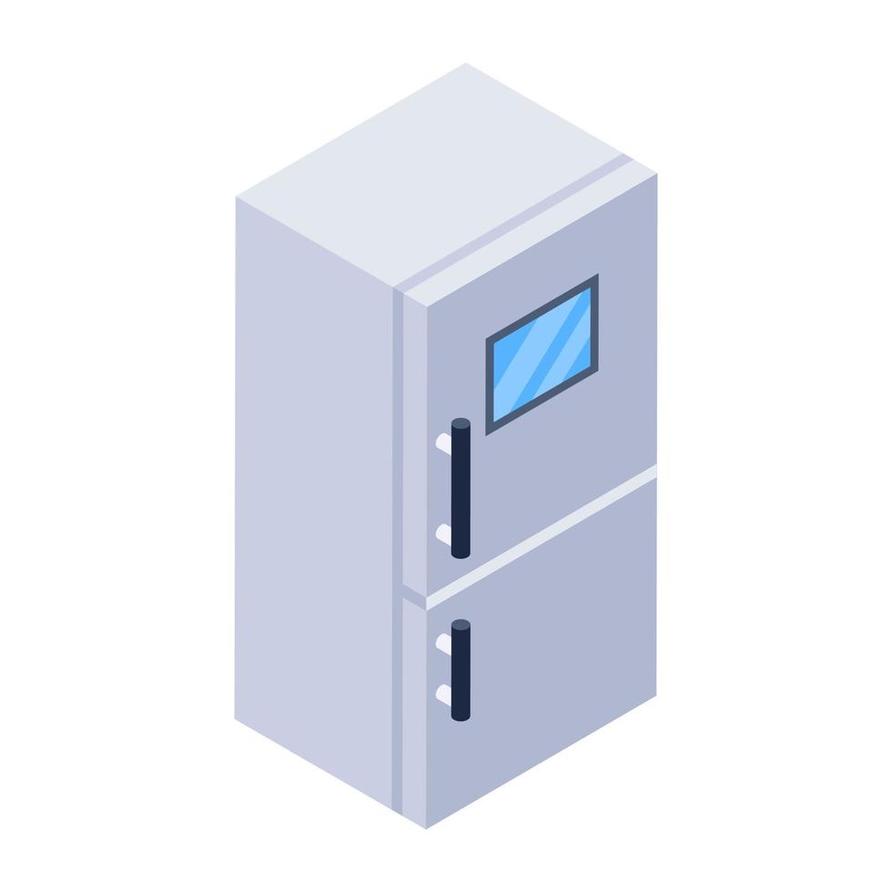 Fridge isometric editable icon, home appliance vector