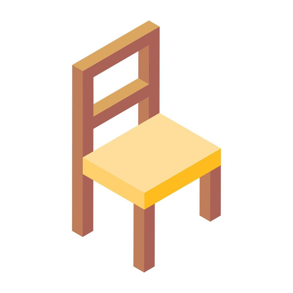 Armless wooden seat icon, vector design of chair