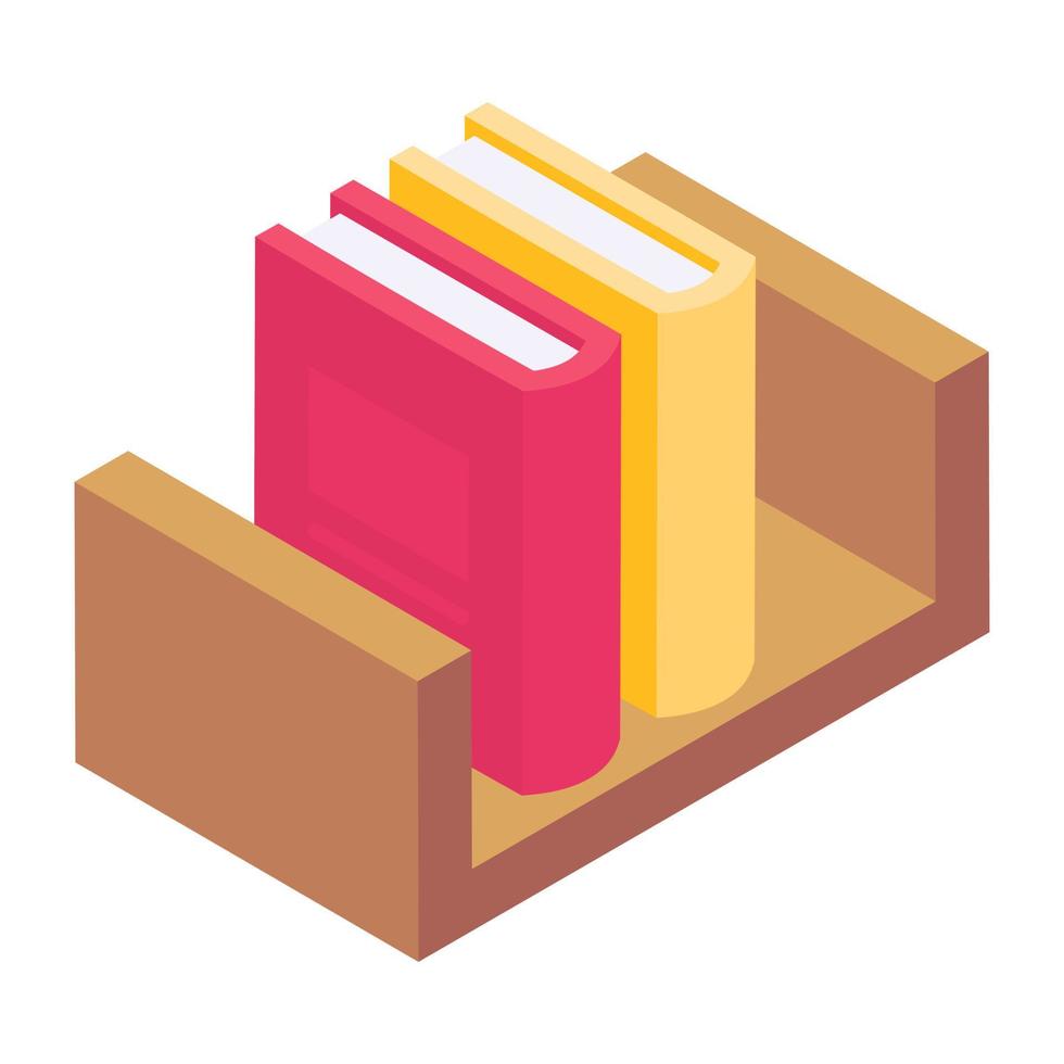 Books archive isometric style icon, trendy and unique vector