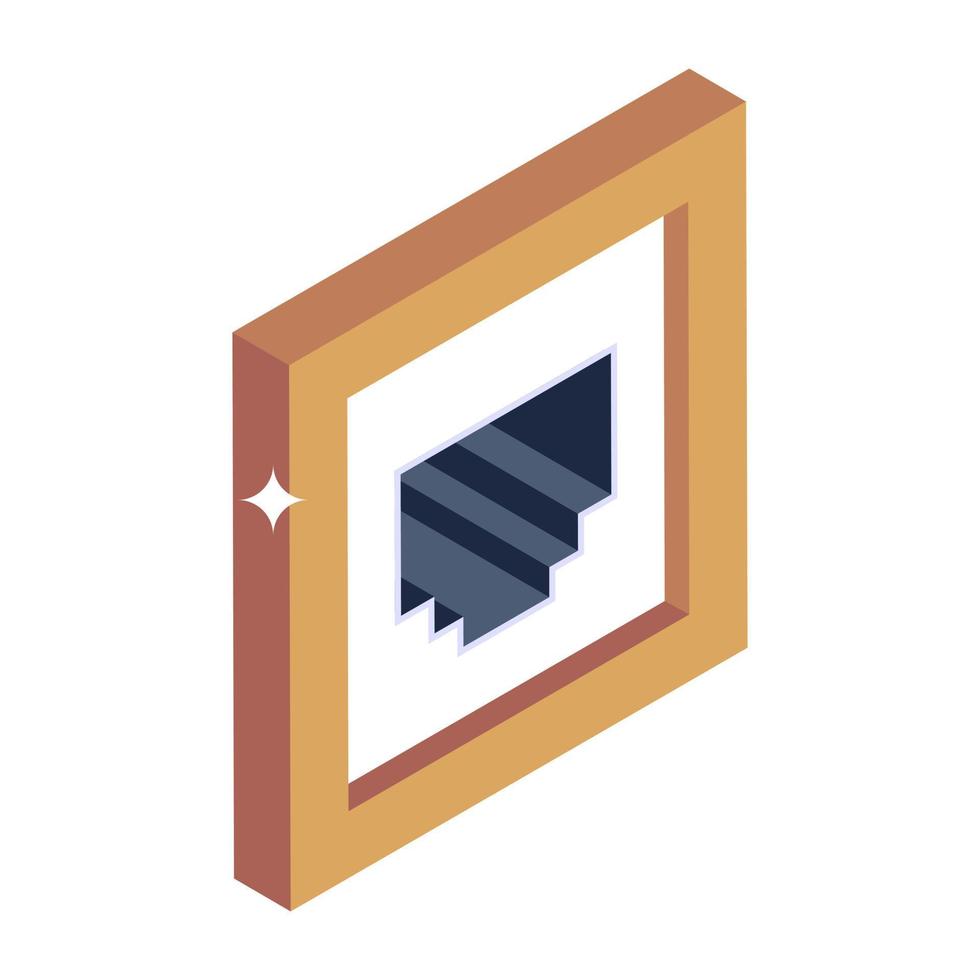 Cable socket isometric icon, connection port vector