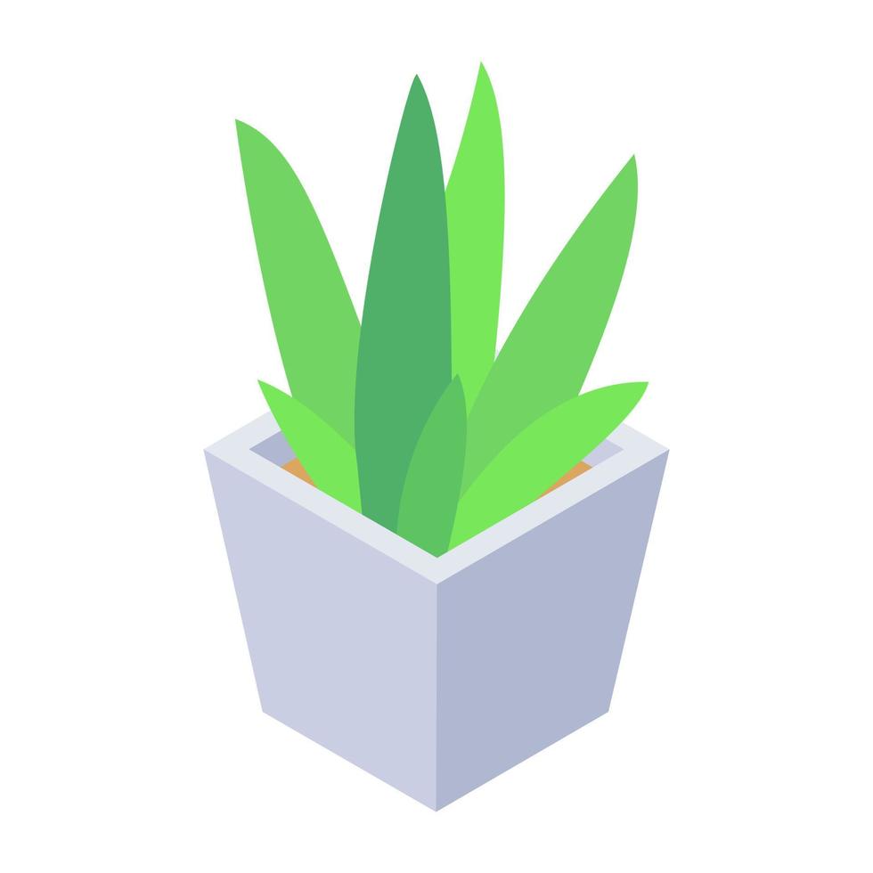 An isometric trendy icon of potted plant vector