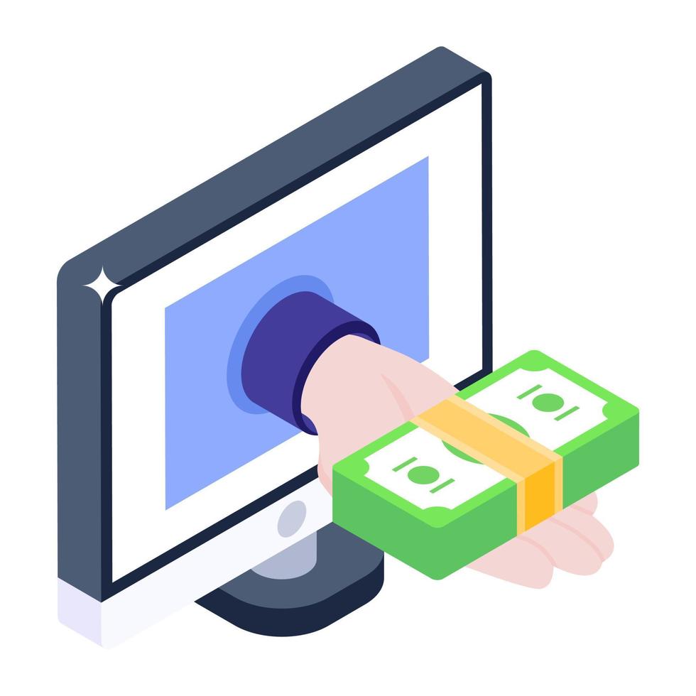 Digital banking, isometric icon of online receive vector