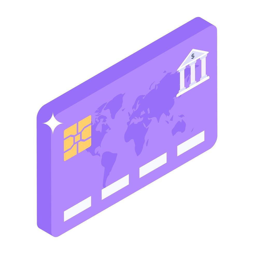 Credit cards, isometric icon of atm card vector