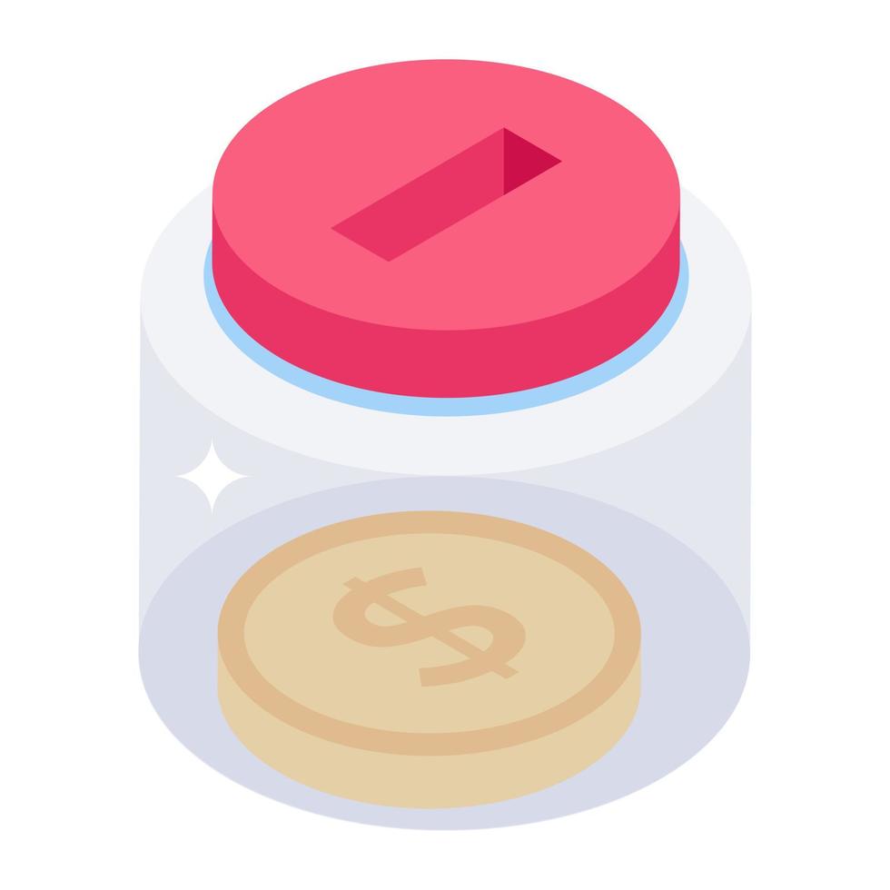 A sum of money saved for the future, vector of savings jar