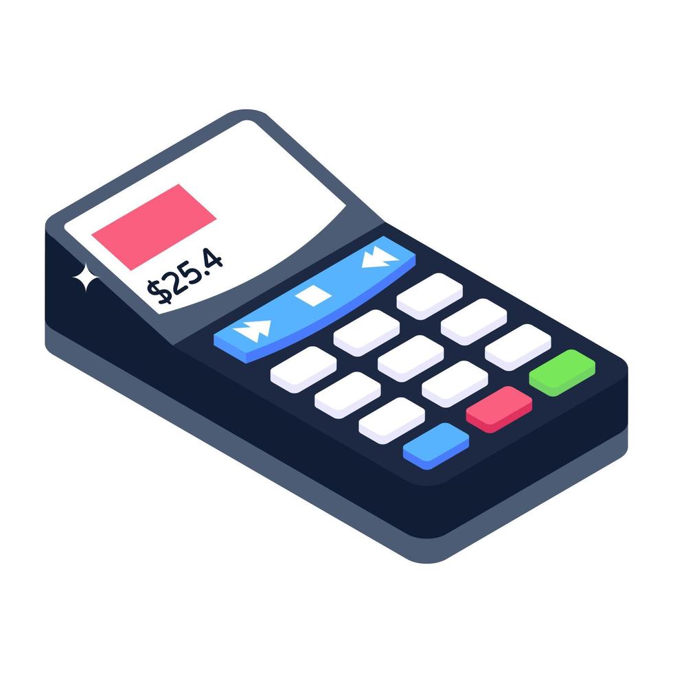 Adding machine, editable isometric vector of calculator