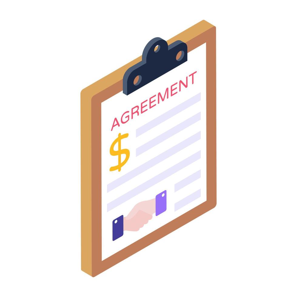 Business agreement icon in modern isometric style vector