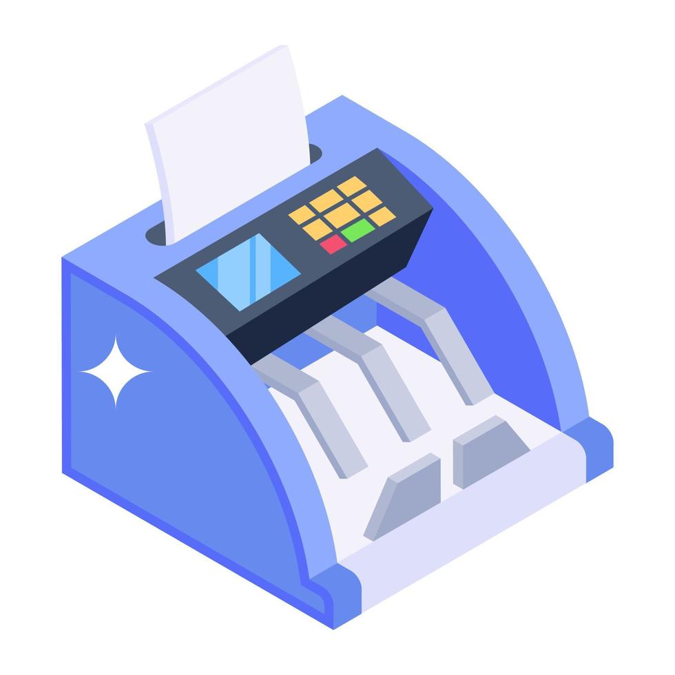 Banking supplies equipment, isometric icon of counting machine vector