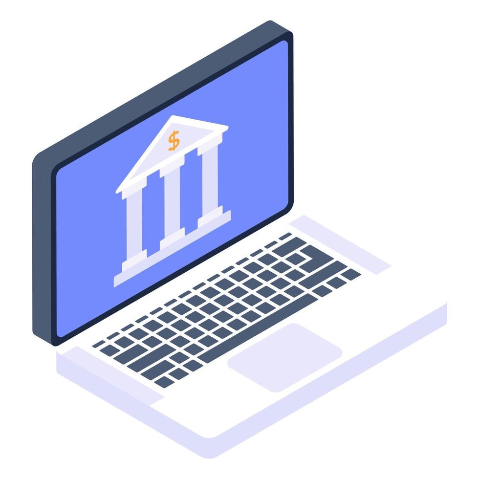 Digital making money concept, online banking icon in isometric style vector