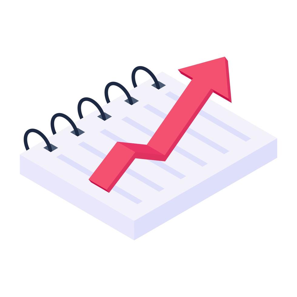 Business analytics journal, isometric icon of trend report vector