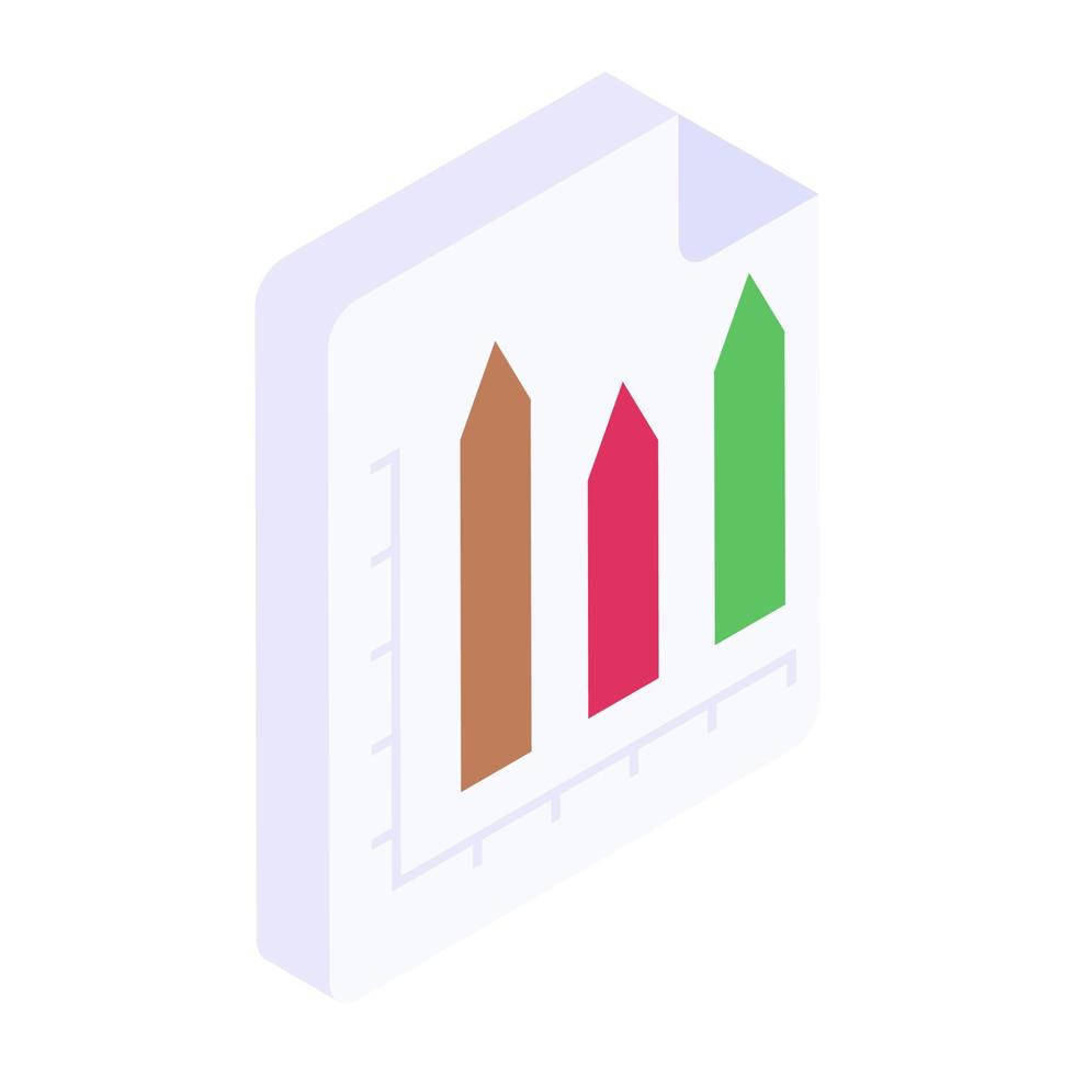 Infographic sheet, data chart icon in isometric design vector