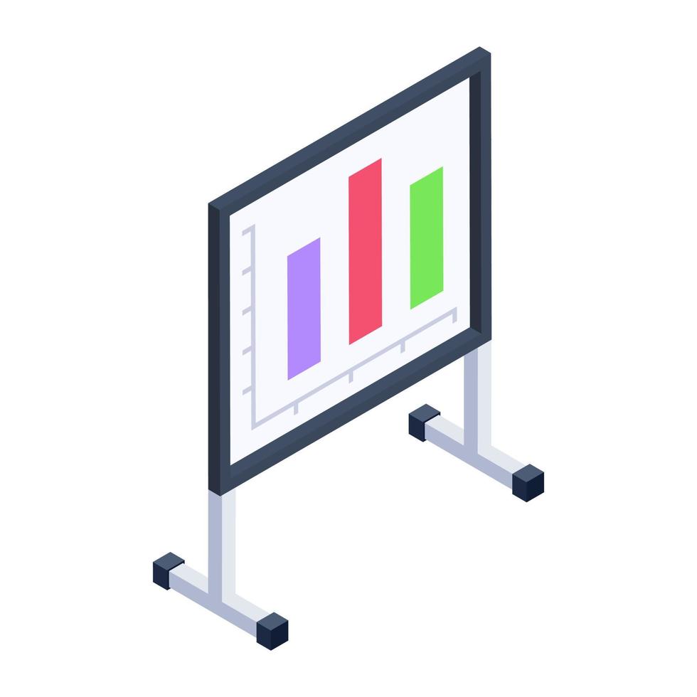 hoja infográfica, icono de gráfico de datos en diseño isométrico vector