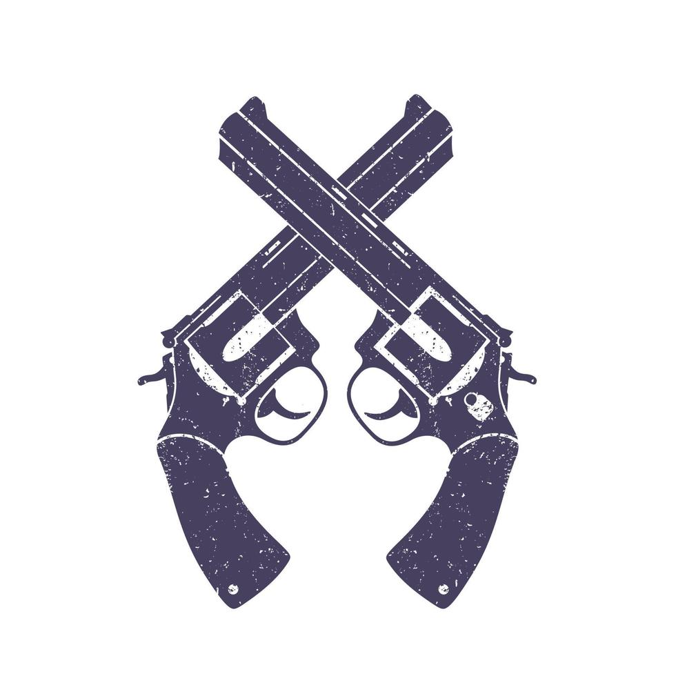 crossed revolvers over white, with grunge texture vector