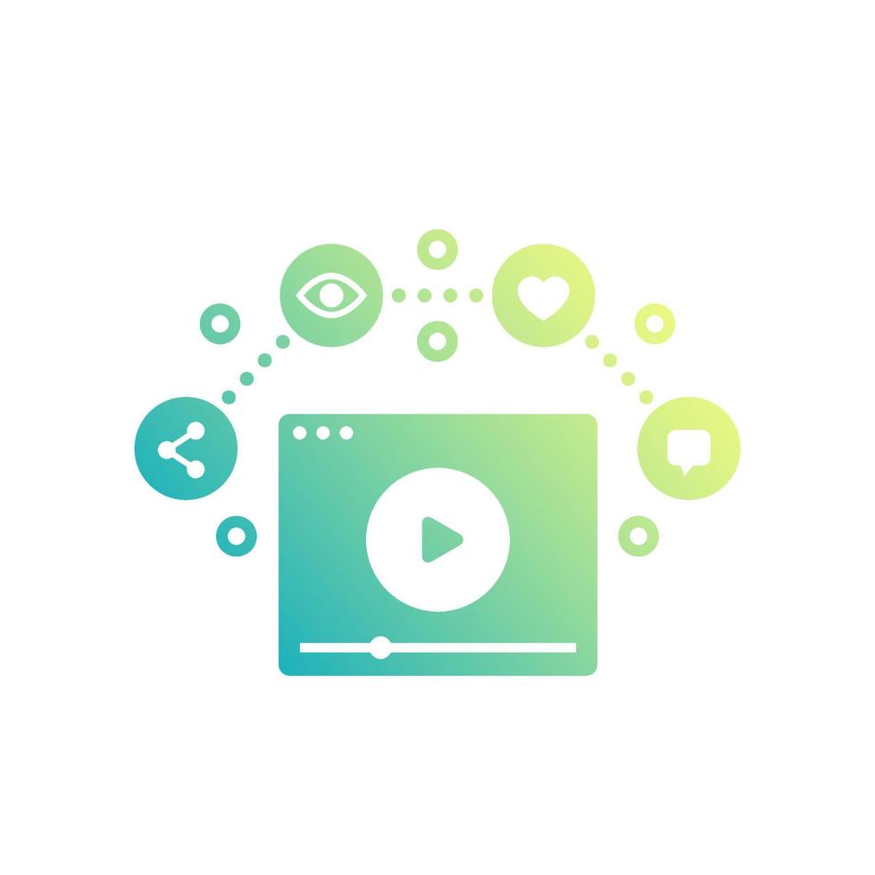video streaming, vlog and video content icons vector
