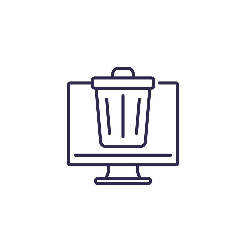 Trash bin line icon on white vector