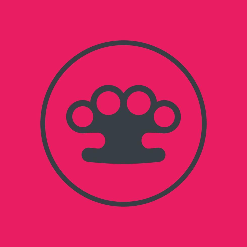 brass knuckles icon in circle, vector illustration