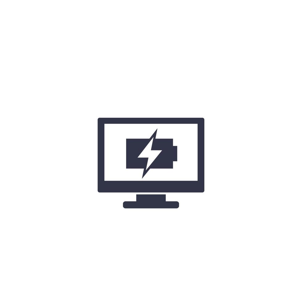 charging battery on computer screen icon vector
