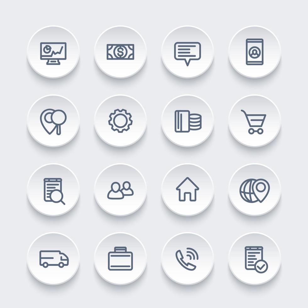 business, finance, and commerce line vector icons