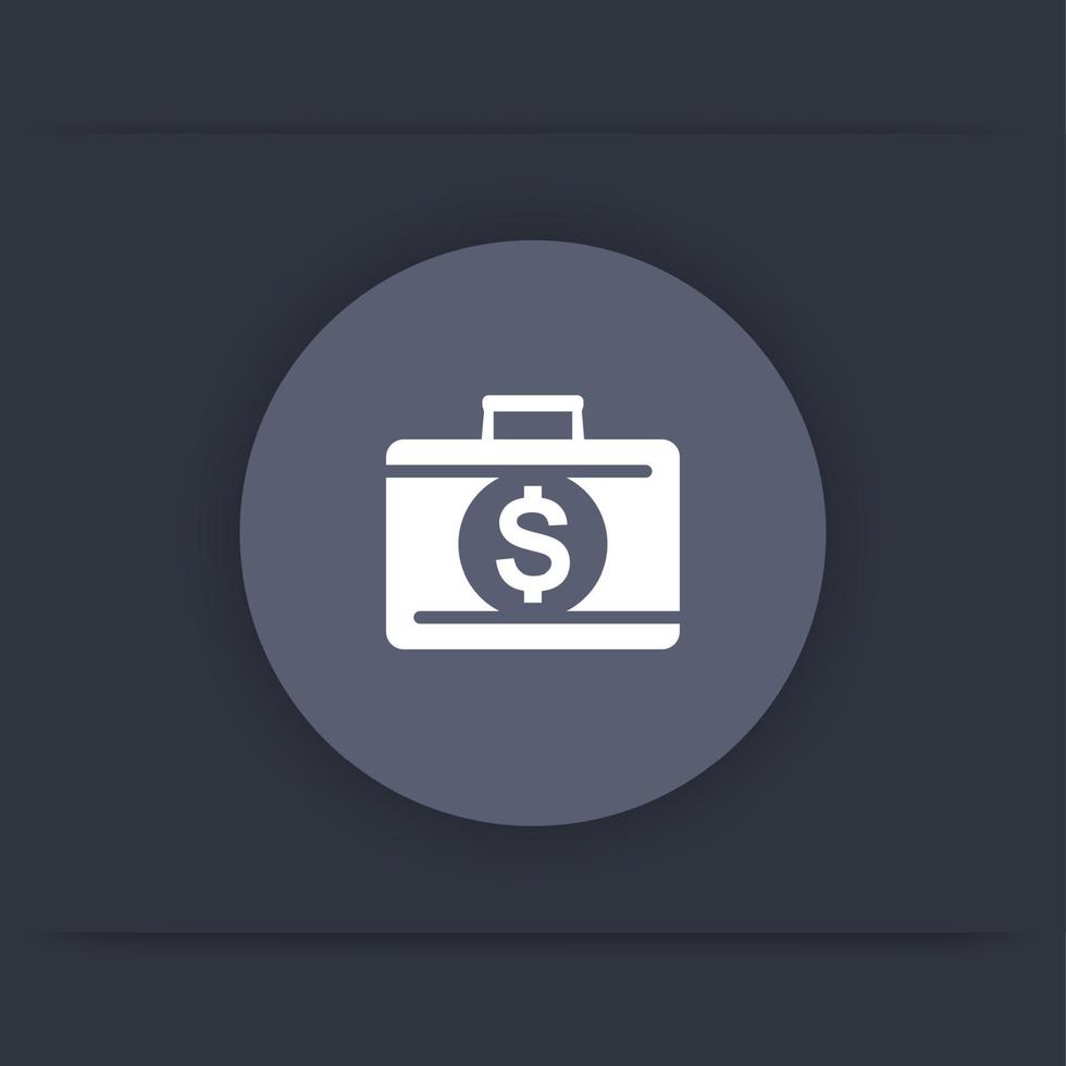 deposit icon, banking, loan, investments, suitcase with money round flat icon, vector illustration