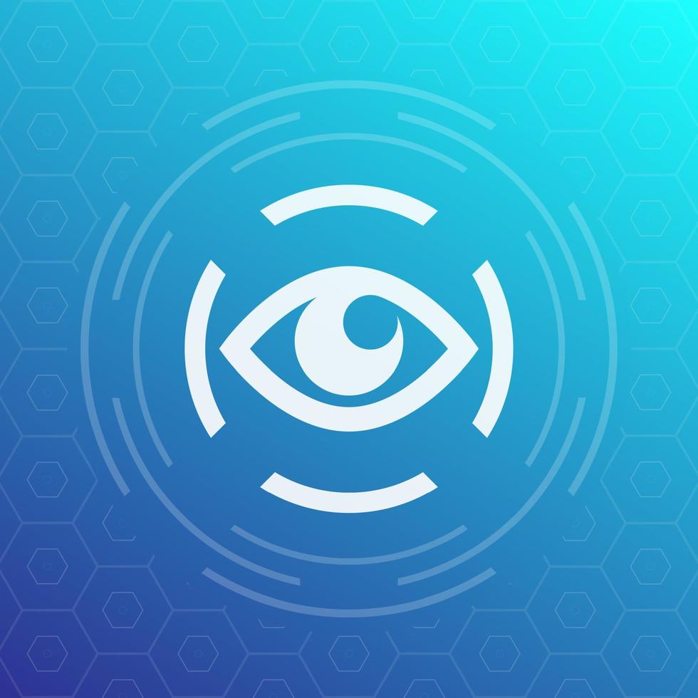 iris scan icon, biometric recognition, eye scanning, vector illustration