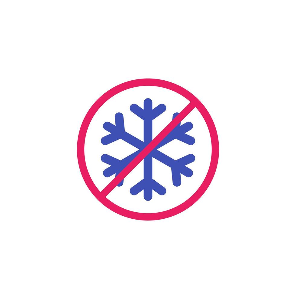 no frost icon with snowflake, vector sign