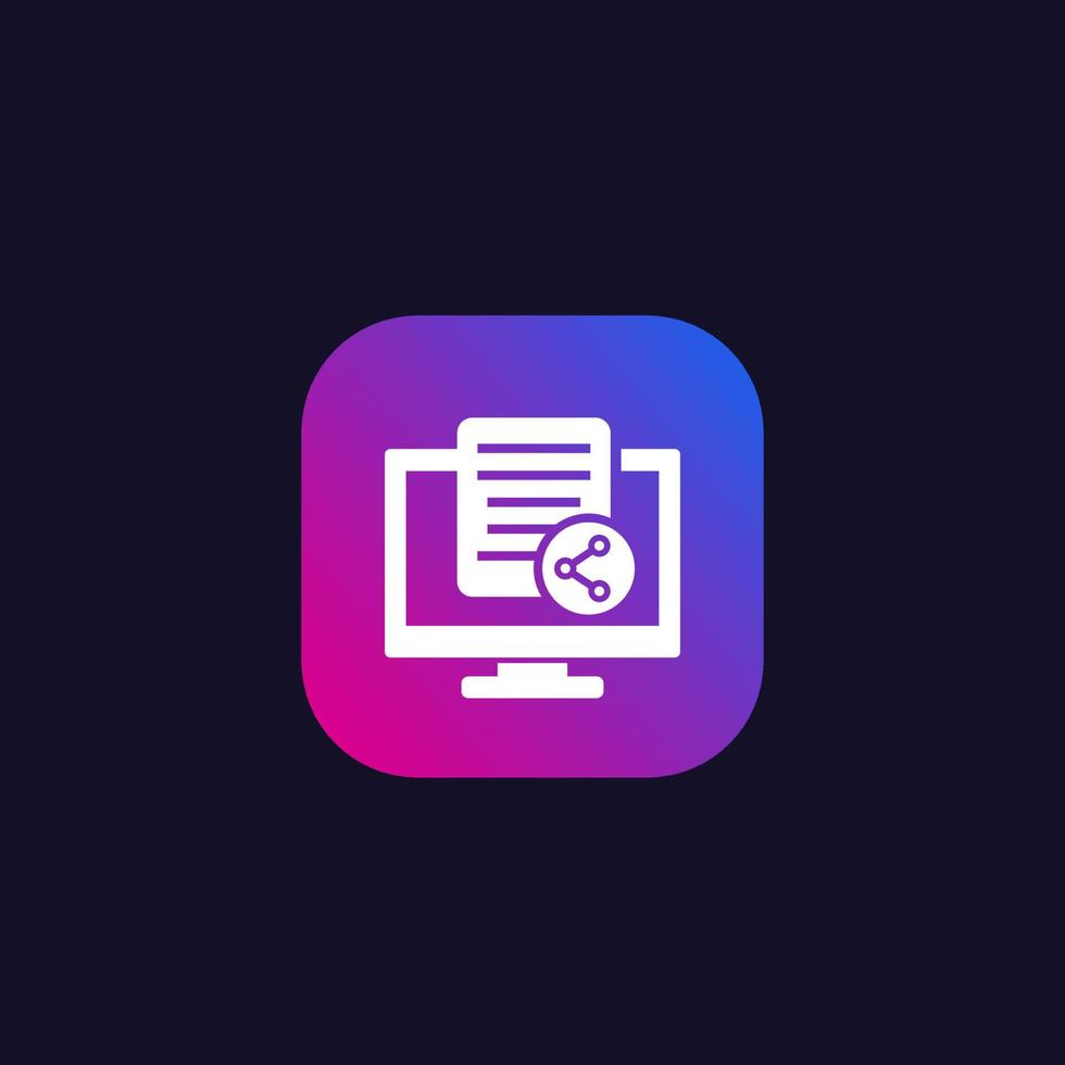 shared document vector icon with computer