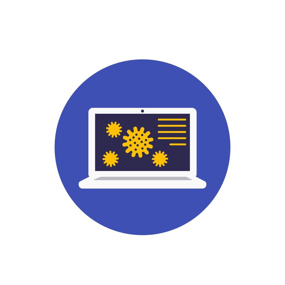 viruses on laptop screen vector icon