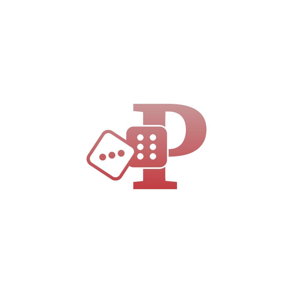 Letter P with dice two icon logo template vector