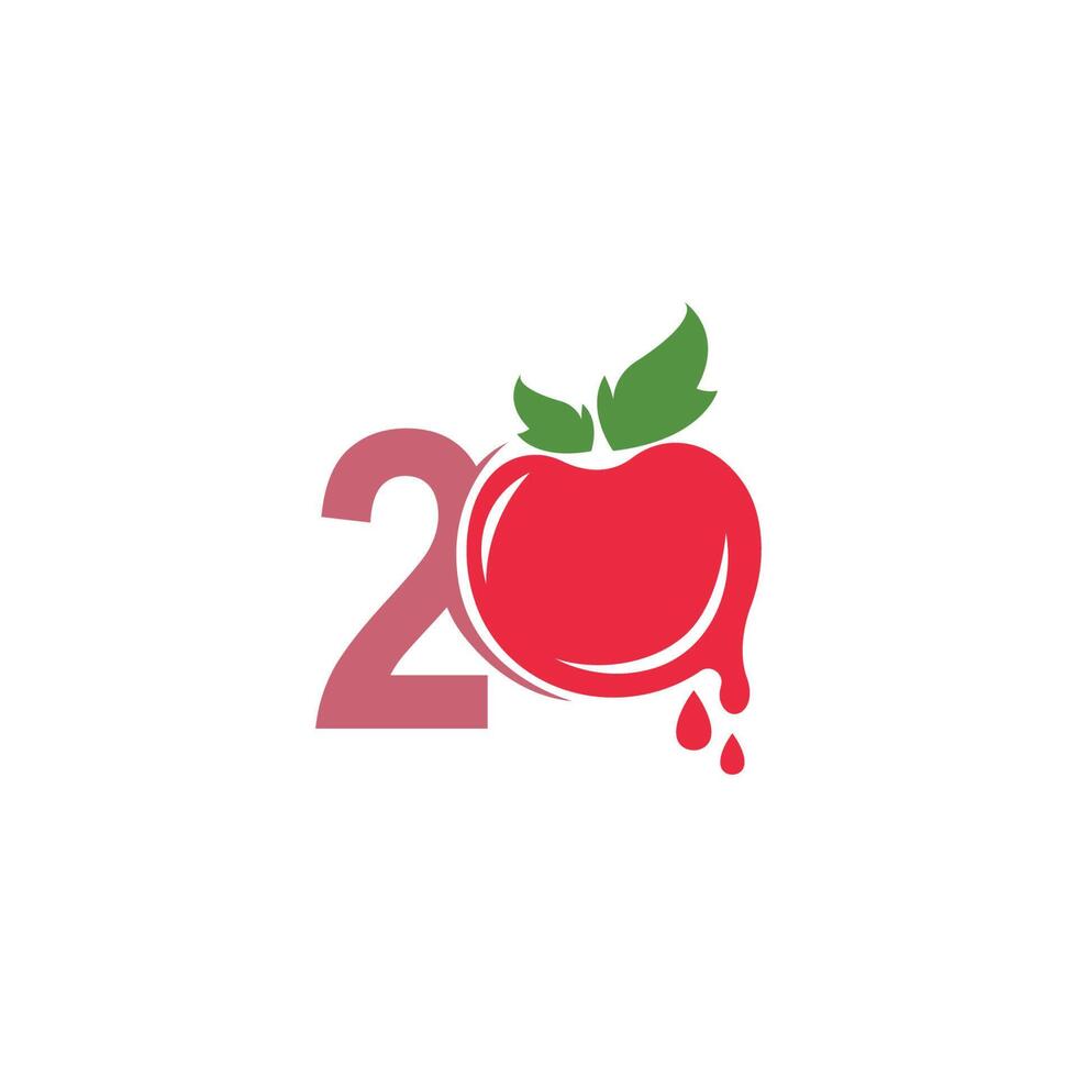 número 2 con ilustración de plantilla de diseño de logotipo de icono de tomate vector
