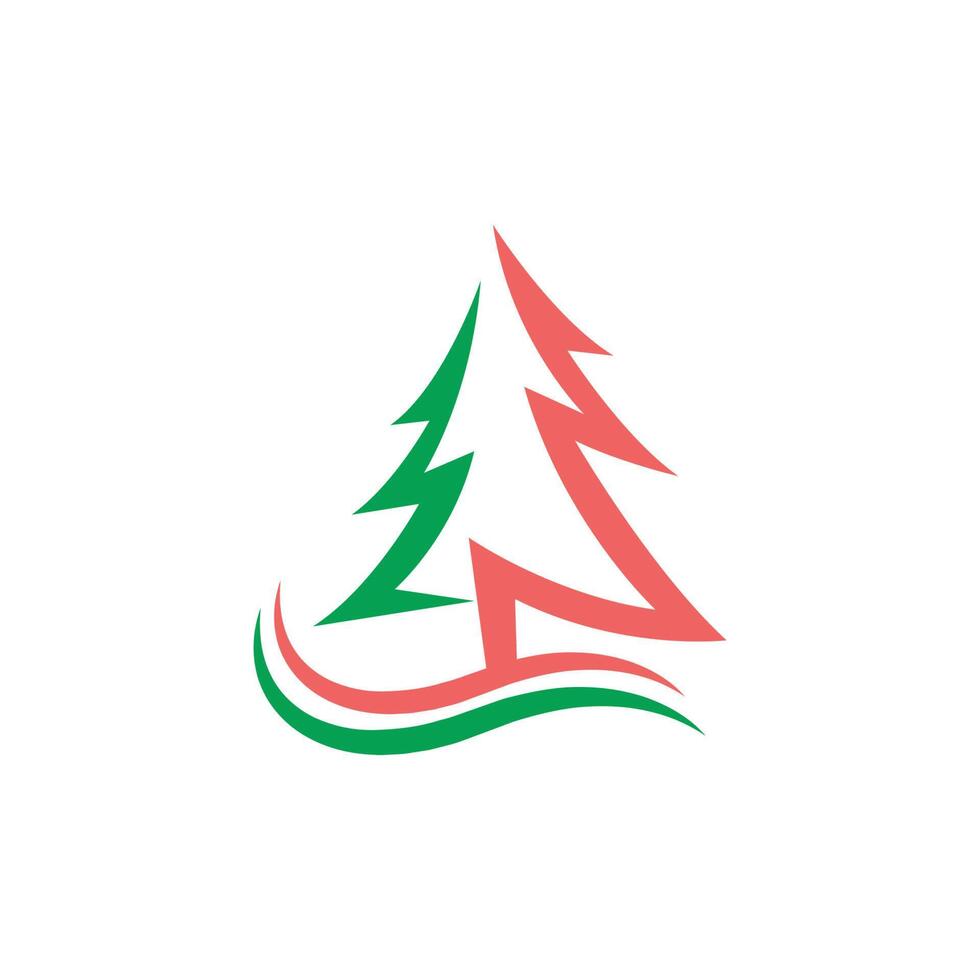 plantilla de diseño plano de icono de árbol de navidad vector