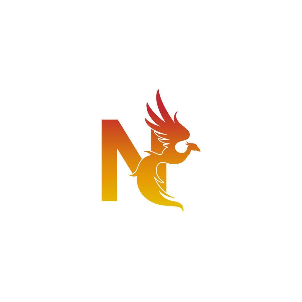 icono de letra n con plantilla de diseño de logotipo de phoenix vector