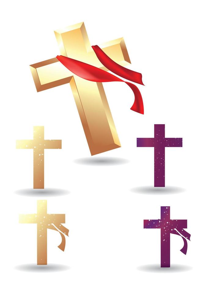 vector cross isolated design , set on white background with gold and pastel color. clip art illustration of crosses