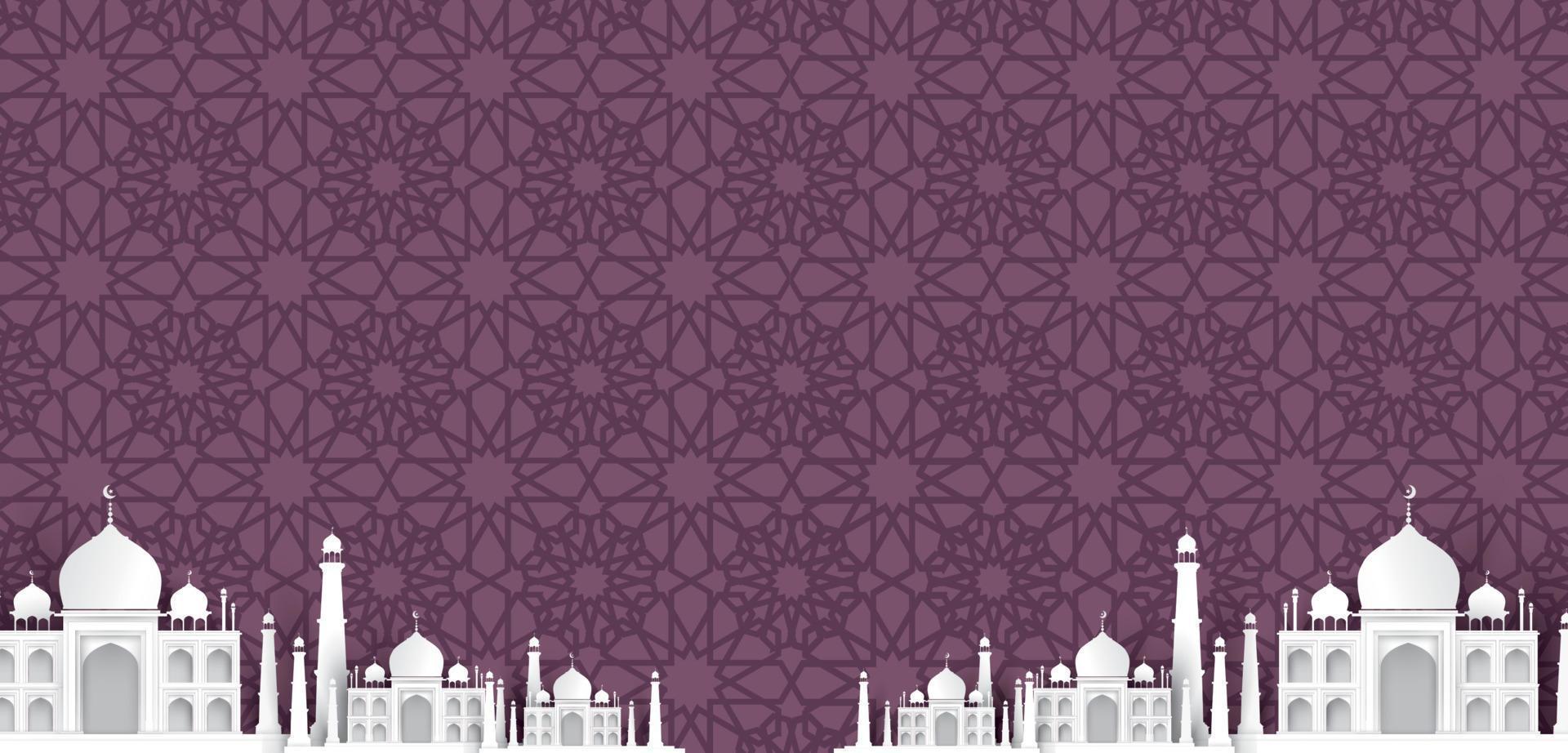 fondo de texto de mezquita en blanco, diseño islámico moderno y elegante vector