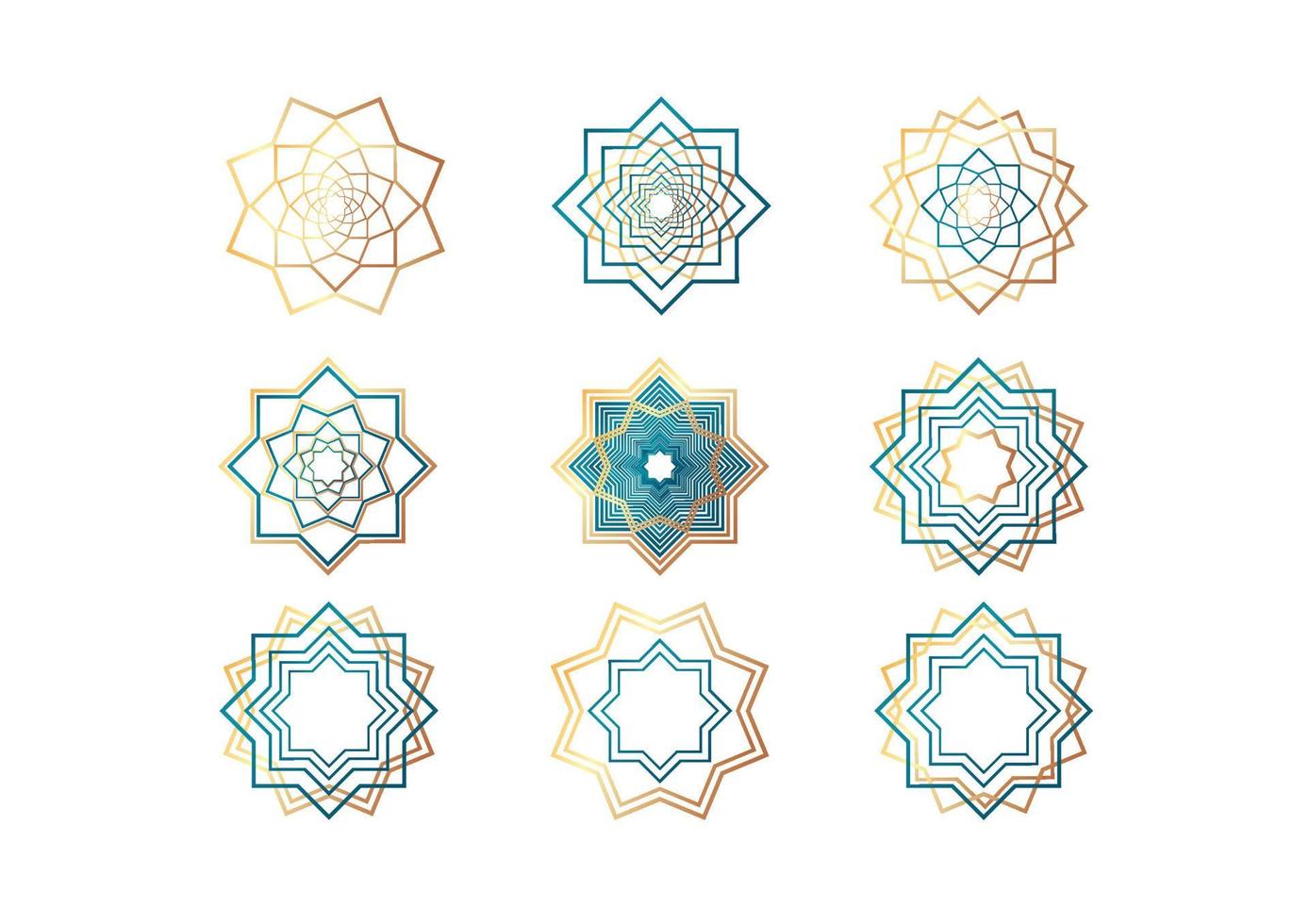 conjunto de concepto islámico mandala vector