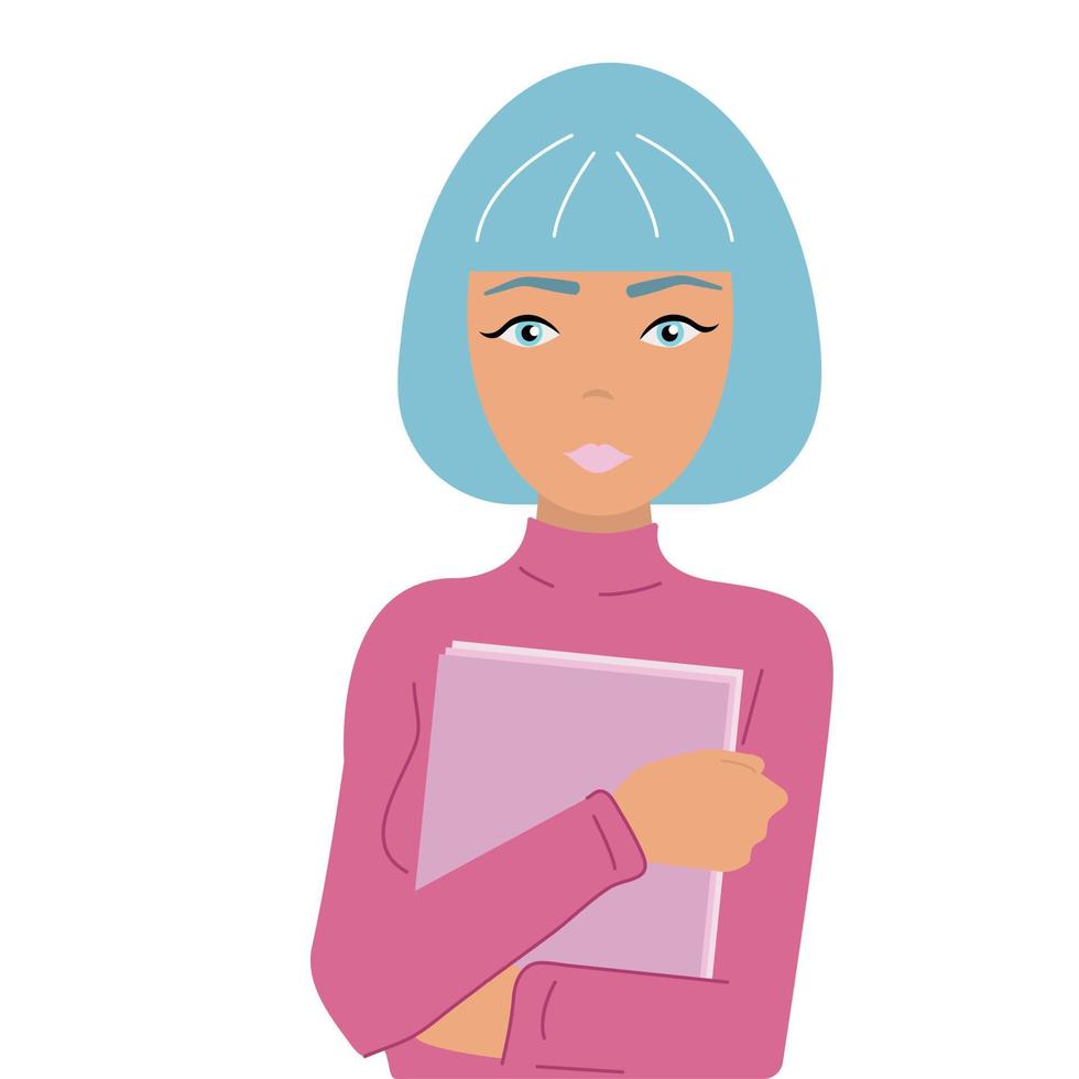 Girl with documents, office worker, secretary, accountant. vector