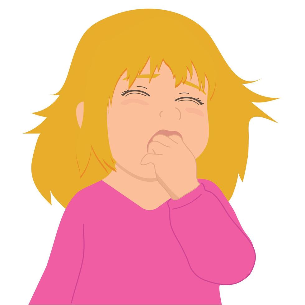 little girl is crying out loud. Bad mood vector