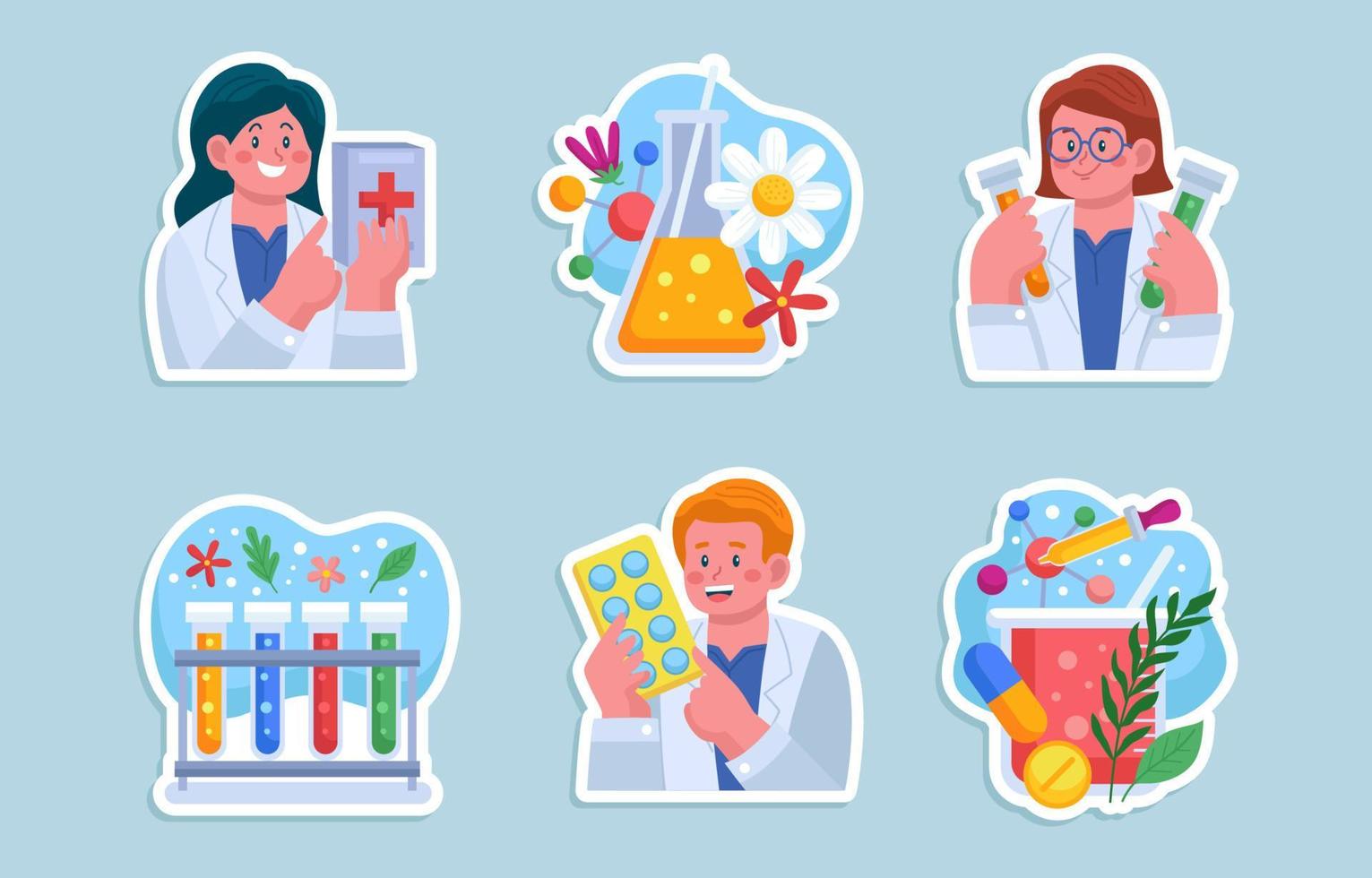 Modern Apothecaries Healthcare Sticker Set vector