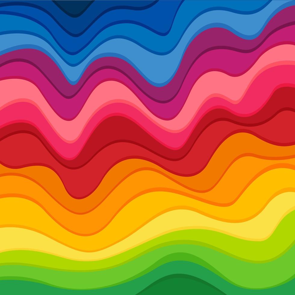 Fondo de ondas horizontales de arco iris abstracto vector
