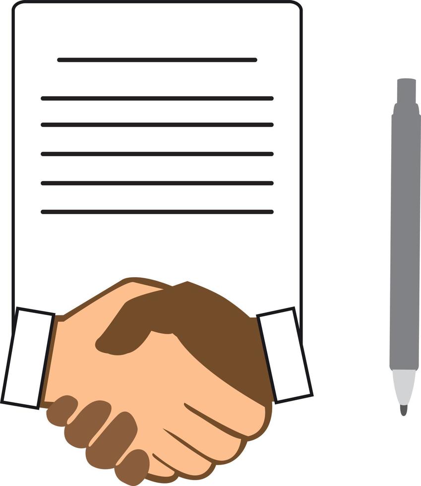 contract icon with handshake, Agreement and signature, vector illustration