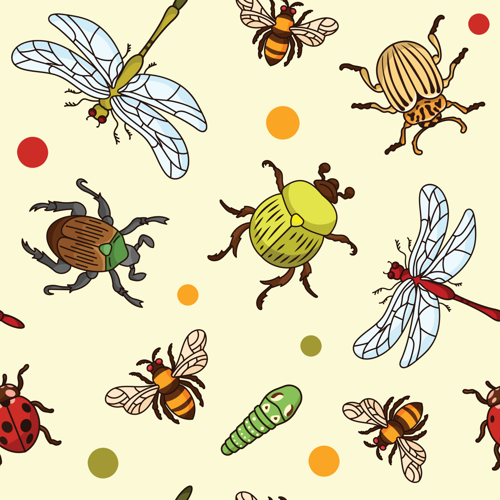 Seamless Pattern Bugs and Insect 6532554 Vector Art at Vecteezy
