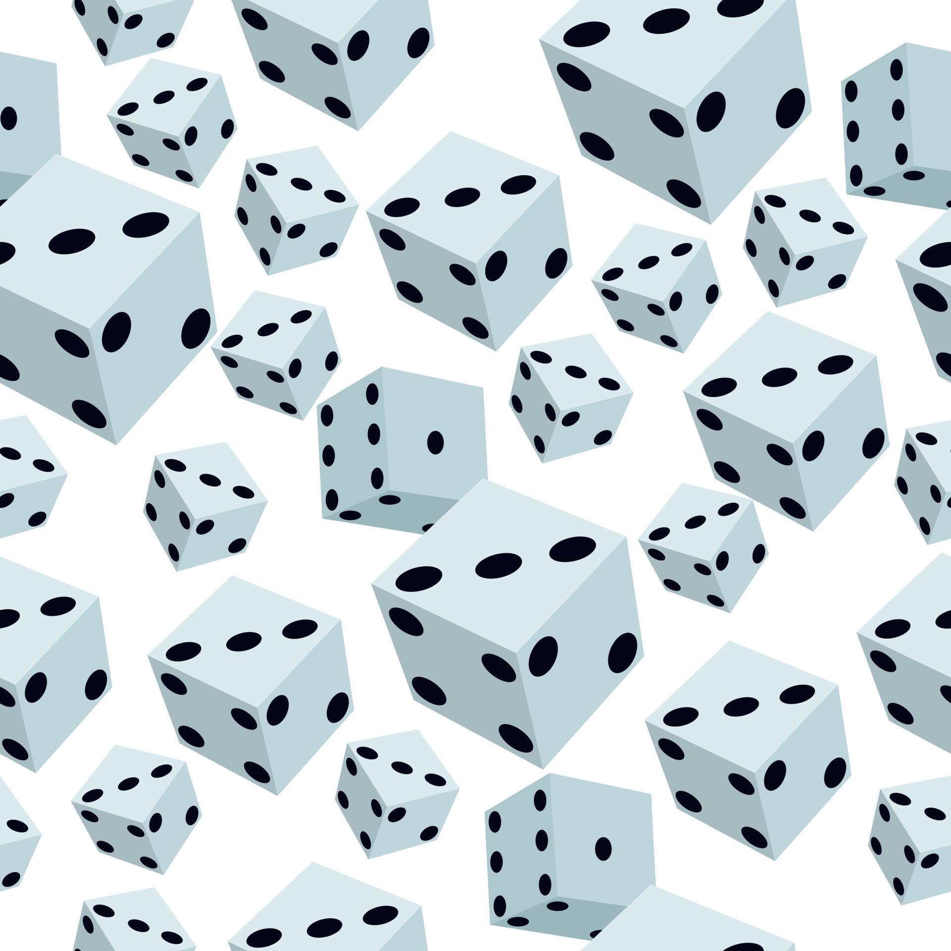 Dice seamless pattern, light cubes on a white background 6532560 Vector