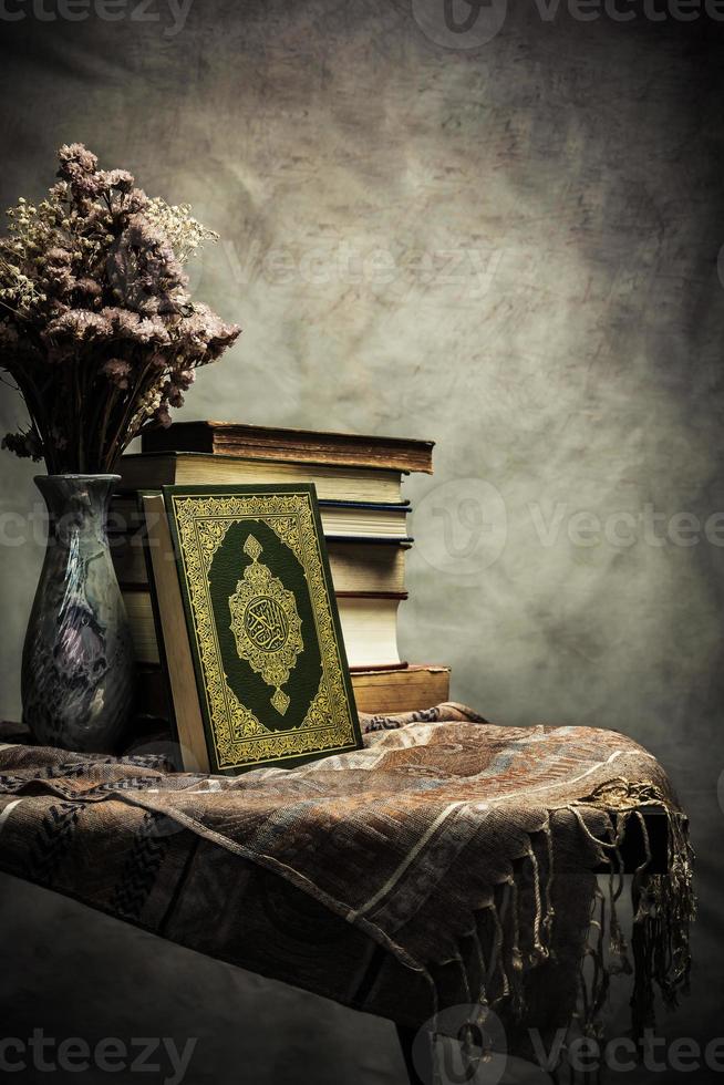 Koran holy book of Muslims  public item of all muslims  on the table , still life photo