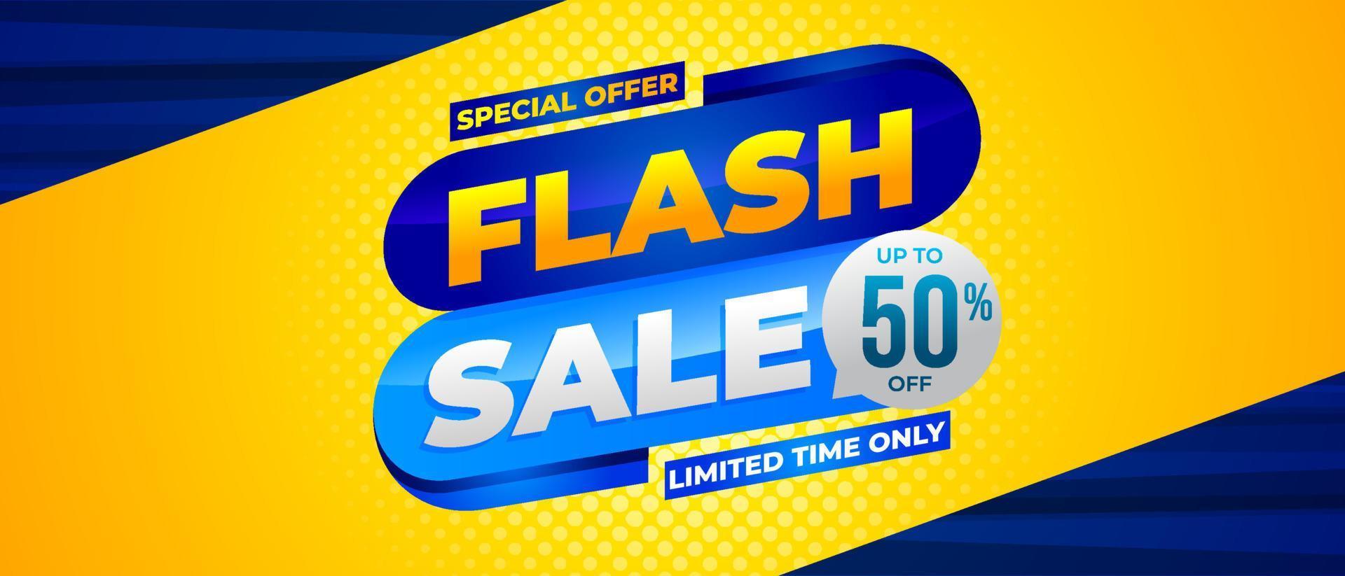 Flash sale banner vector illustration, template design of special offer discount for media promotion and social media post