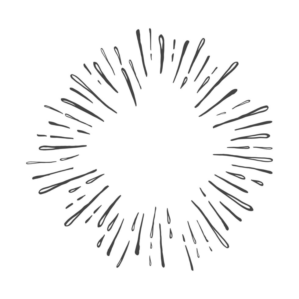 Hand drawn sunburst explosion vector illustration isolated on white background.