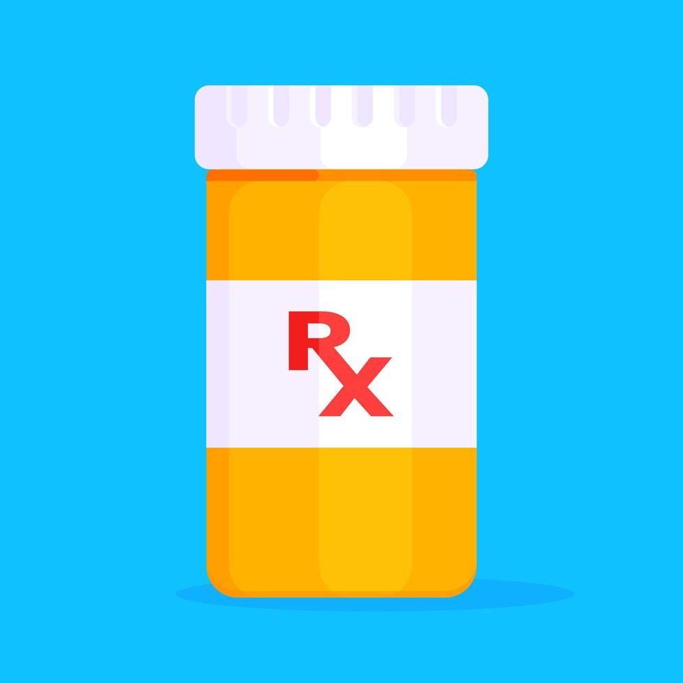 Rx pill bottle for capsules or tablets flat style design vector illustration.