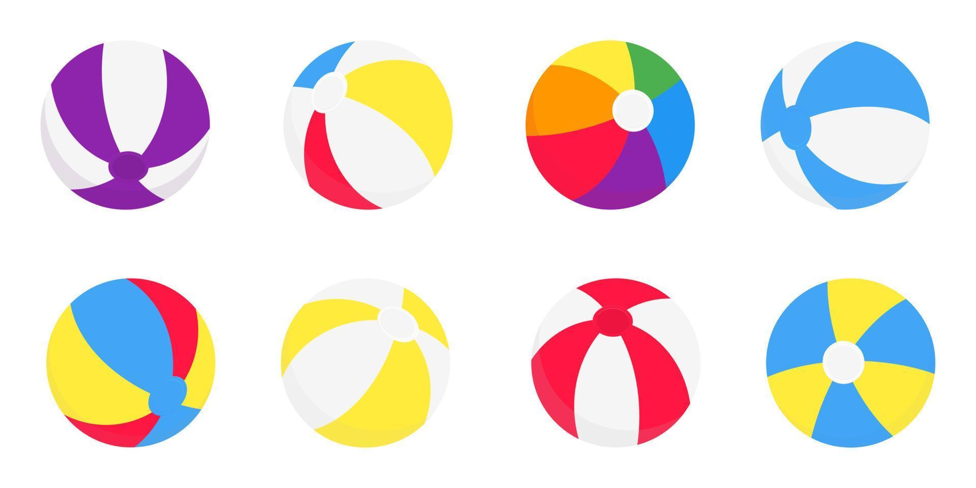 Beach balls flat style design vector illustration icon signs isolated on white background.