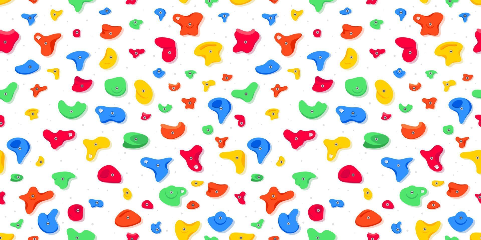 Seamless pattern of climbing grips or holds in the gym bouldering training flat style design vector illustration.
