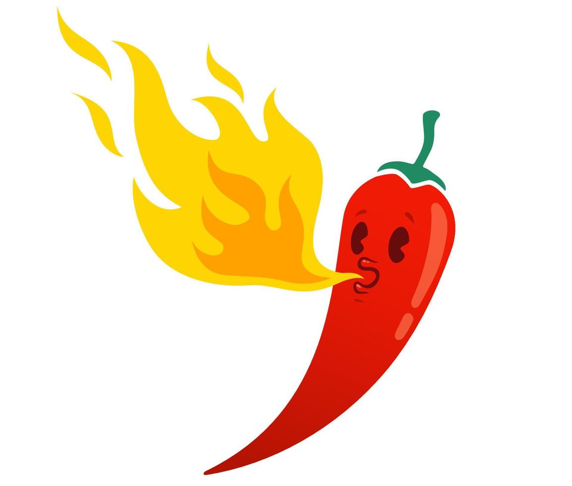 Chili pepper with flame vector